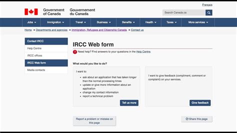 IRCC Webform .